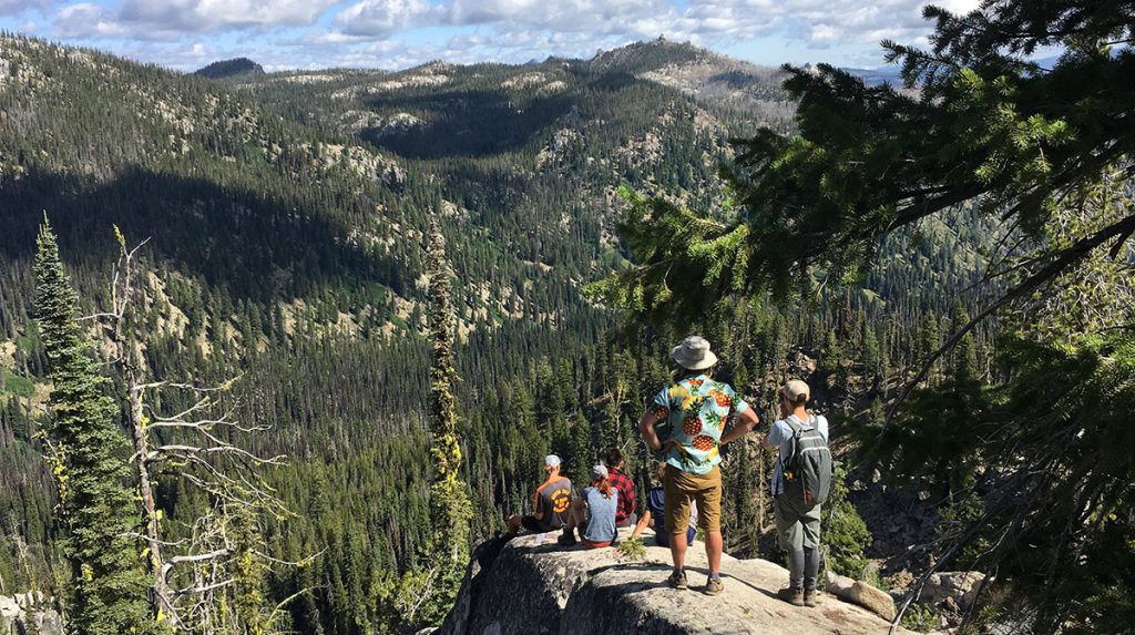 teenagers hiking in yellowstone national park